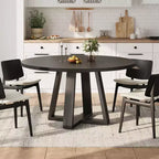 Table à manger ronde pour 4-6 personnes, table de salle à manger circulaire de 120 cm avec base croisée robuste, table à manger en bois de style ferme pour appartement, cuisine, salon