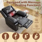 Fauteuil inclinable adulte GustoWave avec chauffage et massage, inclinable manuel réglable à 135° avec poches latérales de rangement et télécommande