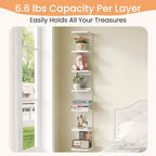 upsimples Étagère Murale Flottante 7 Niveaux, Étagère Murale Blanche pour Présentation et Rangement, Étagères Décoratives pour Chambre, Salon et Bureau