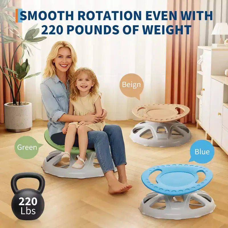 Chaise pivotante sensorielle pour enfants, chaise tournante avec poignée de sécurité et design antidérapant, entraînement de la coordination corporelle