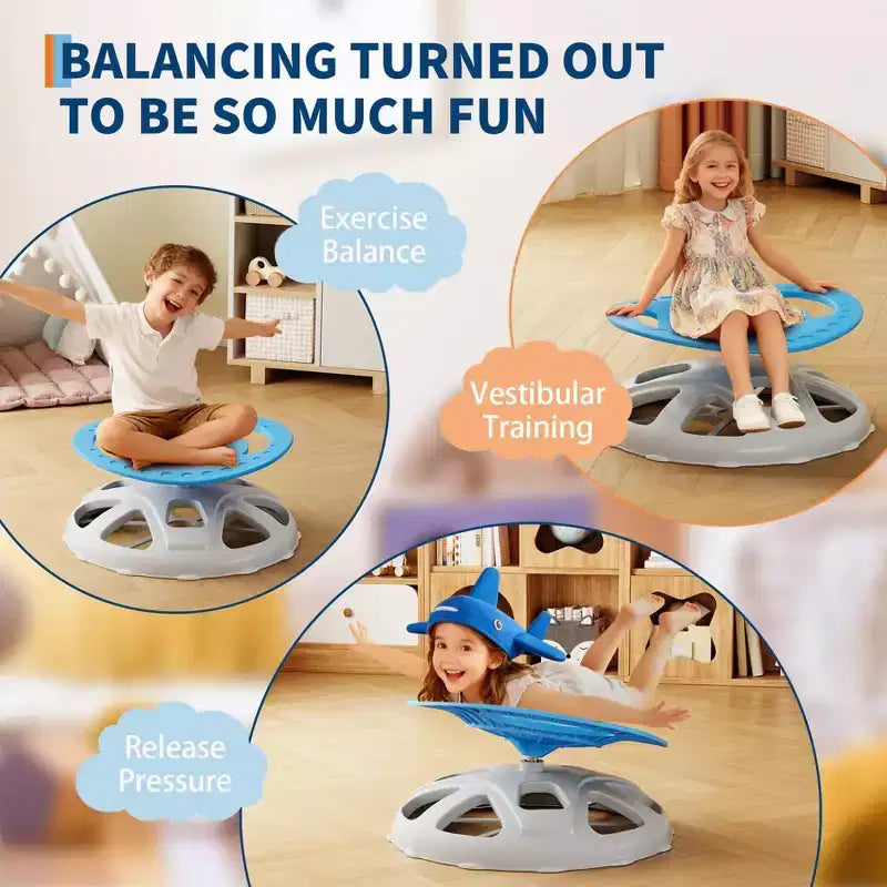 Chaise pivotante sensorielle pour enfants, chaise tournante avec poignée de sécurité et design antidérapant, entraînement de la coordination corporelle