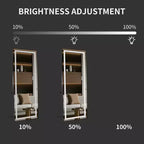 Miroir pleine longueur de 64 x 21 pouces en alliage d'aluminium noir à cadre fin avec lumière LED, miroir de sol éclairé avec support pour chambre à coucher