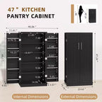 Celebalcony 47,24'' Armoire de Cuisine, Meuble de Rangement Alimentaire avec Porte et Étagères Réglables, Meuble de Rangement Autoportant pour Cuisine, Salle à Manger