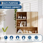 Armoire murale moderne cannelée avec porte coulissante - Dessus en faux marbre et étagère réglable, rangement courbé pour médicaments pour salle de bain, buanderie