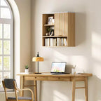 Armoire murale moderne cannelée avec porte coulissante - Dessus en faux marbre et étagère réglable, rangement courbé pour médicaments pour salle de bain, buanderie