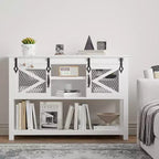COZONY Farmhouse Entryway Table with Sliding Barn Doors, Industrial Console Table with Storage