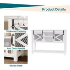 Console de salon COZONY de style ferme avec portes coulissantes, Table console industrielle avec rangement