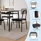 Ensemble de salle à manger 3 pièces pour 2, cuisine en bois, petite table de cuisine, chaises rembourrées et structure en métal, pour petit espace, appartement