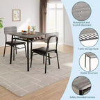 Ensemble de salle à manger 3 pièces pour 2, cuisine en bois, petite table de cuisine, chaises rembourrées et structure en métal, pour petit espace, appartement