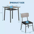 Ensemble de salle à manger 3 pièces pour 2, cuisine en bois, petite table de cuisine, chaises rembourrées et structure en métal, pour petit espace, appartement