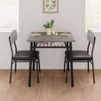 Ensemble de salle à manger 3 pièces pour 2, cuisine en bois, petite table de cuisine, chaises rembourrées et structure en métal, pour petit espace, appartement