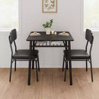 Ensemble de salle à manger 3 pièces pour 2, cuisine en bois, petite table de cuisine, chaises rembourrées et structure en métal, pour petit espace, appartement