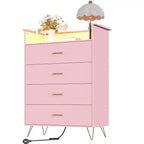 Commode haute à 4 tiroirs, Grande commode en bois à tiroirs pour chambre à coucher, placard, organisation du salon
