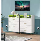 Commode haute à 4 tiroirs, Grande commode en bois à tiroirs pour chambre à coucher, placard, organisation du salon