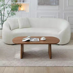 Table basse ovale mi-siècle 47 en placage de bois massif noyer accent petit espace assemblage facile