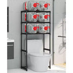 Étagère de toilettes en métal à trois niveaux, étagère de rangement de toilettes autoportante peu encombrante, étagère de salle de bain haute, convient aux toilettes, salles de bain, buanderies