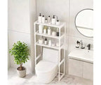 Étagère de toilettes en métal à trois niveaux, étagère de rangement de toilettes autoportante peu encombrante, étagère de salle de bain haute, convient aux toilettes, salles de bain, buanderies