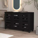 Galano Meuble à Chaussures 3 Portes 16 Paires avec Étagères Réglables Chêne Noir 45.3 L 13 P 28 H