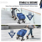Chariot de courses pliable, diable d'escalier robuste de 80 kg, chariot à main d'escalade portable avec 6 roues, sac en tissu Oxford de 36L