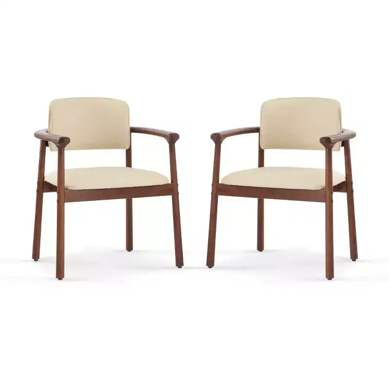 Lot de 2 chaises de salle à manger rétro rembourrées en PU avec cadre en bois massif, fauteuils d'appoint pour salle à manger ou salon-Panipeachy
