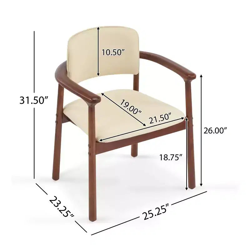Lot de 2 chaises de salle à manger rétro rembourrées en PU avec cadre en bois massif, fauteuils d'appoint pour salle à manger ou salon-Panipeachy