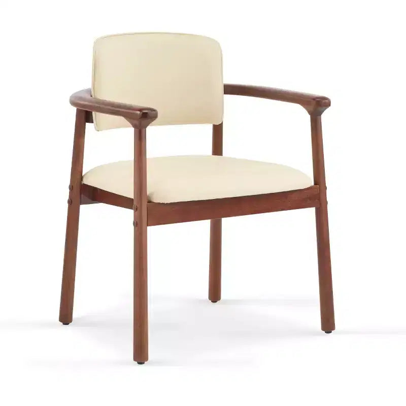 Lot de 2 chaises de salle à manger rétro rembourrées en PU avec cadre en bois massif, fauteuils d'appoint pour salle à manger ou salon-Panipeachy