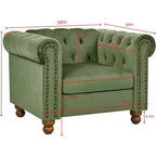 Modern Sofa, Classic Velvet Couch Upholstered Sofa with Nailhead Trim, Roll Arm Settee with Tufted Back for Home Living Room Bedroom Office