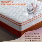 Whisen 10 Matelas hybride double et matelas respirant de soulagement de la pression avec mousse à mémoire de forme, ressorts ensachés, fermeté moyenne