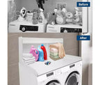 1 étagère haute en MDF pour machine à laver, 3 niveaux avec rails de bord pour plan de travail de lave-linge séche-linge, pour plier les vêtements, rehausseur de lave-linge et séche-linge avec patin antidérapant
