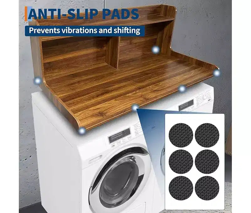 1 étagère haute en MDF pour machine à laver, 3 niveaux avec rails de bord pour plan de travail de lave-linge séche-linge, pour plier les vêtements, rehausseur de lave-linge et séche-linge avec patin antidérapant