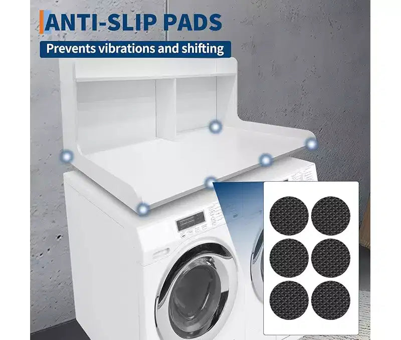 1 étagère haute en MDF pour machine à laver, 3 niveaux avec rails de bord pour plan de travail de lave-linge séche-linge, pour plier les vêtements, rehausseur de lave-linge et séche-linge avec patin antidérapant