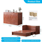 Lit escamotable Mjkone Queen Size avec station de recharge et tiroir de rangement, design peu encombrant, matelas en option