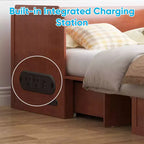 Lit escamotable Mjkone Queen Size avec station de recharge et tiroir de rangement, design peu encombrant, matelas en option