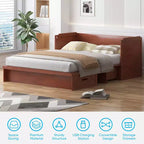 Lit escamotable Mjkone Queen Size avec station de recharge et tiroir de rangement, design peu encombrant, matelas en option