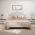 Bellemave Queen Upholstered Platform Bed with Adjustable Headboard and Linen Fabric Padded,Upholstered Platform Bed Frame for Bedroom,Beige