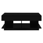 Table basse extensible moderne avec rangement, table centrale rectangulaire réglable avec espace caché pour salon