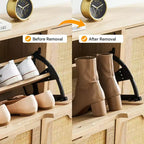 Meuble à chaussures en rotin pour entrée avec 4 portes, étagères réglables, peut contenir 20 paires, mobilier de rangement moderne, grande capacité de rangement