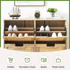 Meuble à chaussures en rotin pour entrée avec 4 portes, étagères réglables, peut contenir 20 paires, mobilier de rangement moderne, grande capacité de rangement