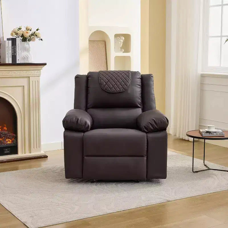 Fauteuil inclinable manuel avec fonctions Chauffage et Massage, inclinaison avant/arrière de 135°, poche latérale, options marron/gris/café/noir