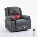 Fauteuil inclinable manuel avec fonctions Chauffage et Massage, inclinaison avant/arrière de 135°, poche latérale, options marron/gris/café/noir