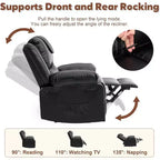 Fauteuil inclinable manuel avec fonctions Chauffage et Massage, inclinaison avant/arrière de 135°, poche latérale, options marron/gris/café/noir