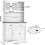 Meuble de rangement haut indépendant de 180 cm avec support micro-ondes, tiroirs et étagères réglables, meuble de cuisine de style campagnard pour la maison