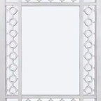 Miroir en bois orné Royal Hampton de 40 pouces, portrait, motif ajouré circulaire, blanc