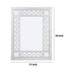 Miroir en bois orné Royal Hampton de 40 pouces, portrait, motif ajouré circulaire, blanc