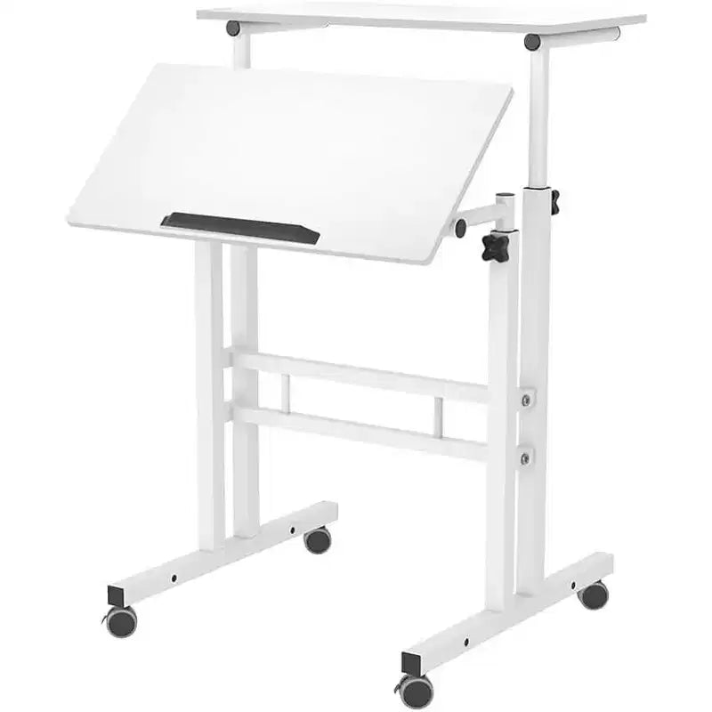 23,6 petit bureau debout avec roulettes, bureau debout mobile avec support, table debout sur roulettes, bureau d'ordinateur roulant réglable en hauteur