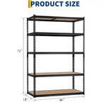 Étagères de Rangement de Garage à 5 Niveaux, Étagères de Rangement Robuste avec Capacité de 1134 kg, Unité d'Étagères Métalliques Réglables de 122 cm L x 46 cm l x 183 cm H