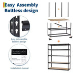 Étagères de Rangement de Garage à 5 Niveaux, Étagères de Rangement Robuste avec Capacité de 1134 kg, Unité d'Étagères Métalliques Réglables de 122 cm L x 46 cm l x 183 cm H