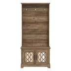 Meuble d'entrée GALANO avec banc et miroir de rangement en chêne noueux 31,3 L x 15,7 P x 68,3 H