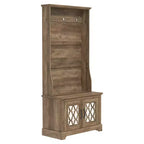 Meuble d'entrée GALANO avec banc et miroir de rangement en chêne noueux 31,3 L x 15,7 P x 68,3 H