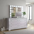 Royal Hampton Dresser Mirror w Light Bulbs, USB and Power, Glam Silver 44 Inch